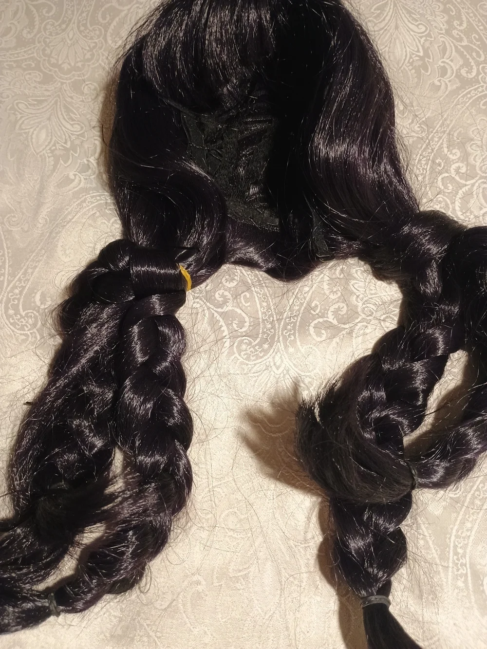 Black Braided Hairpiece with Double Pigtails
